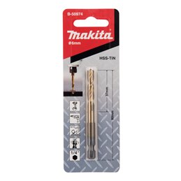 Broca de metal HSS-TiN, 6,0 x 80 mm Makita B-50974