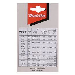 Cadena 3/8", 1,3 mm, 40 cm, 91PX Makita 191H12-3