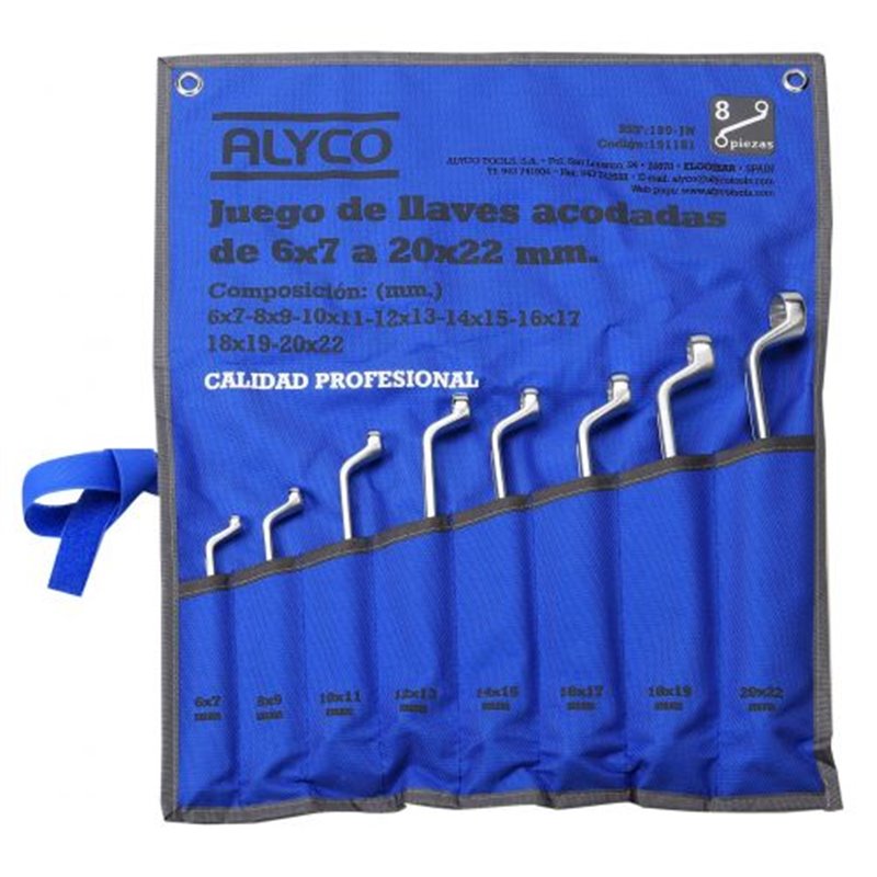 Juego 8 Llaves Acodada 6X7-20X22 B/Nylon Alyco