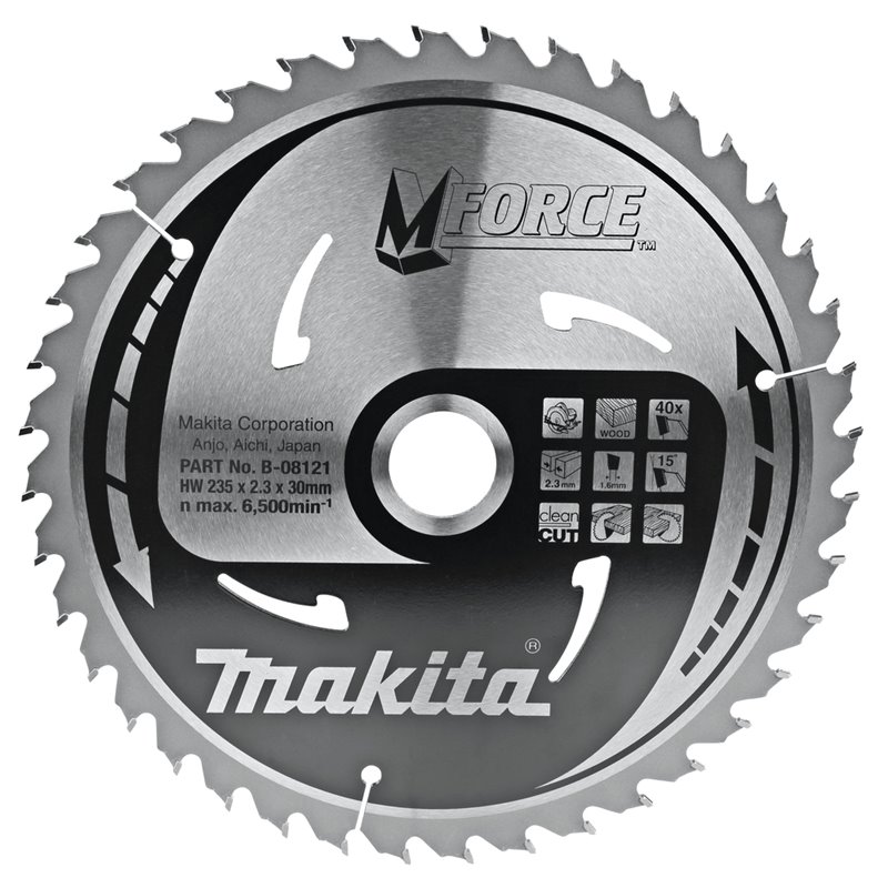 Disco de sierra circular, M-Force T.C.T, 235 x 30 mm, 40 T Makita B-08121