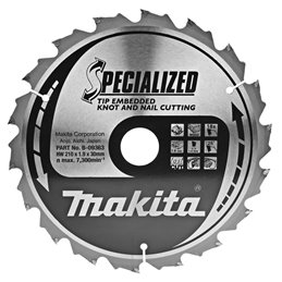 Disco sierra circular , Specialized T.C.T, 210 x 30 mm, 18 D Makita B-09363