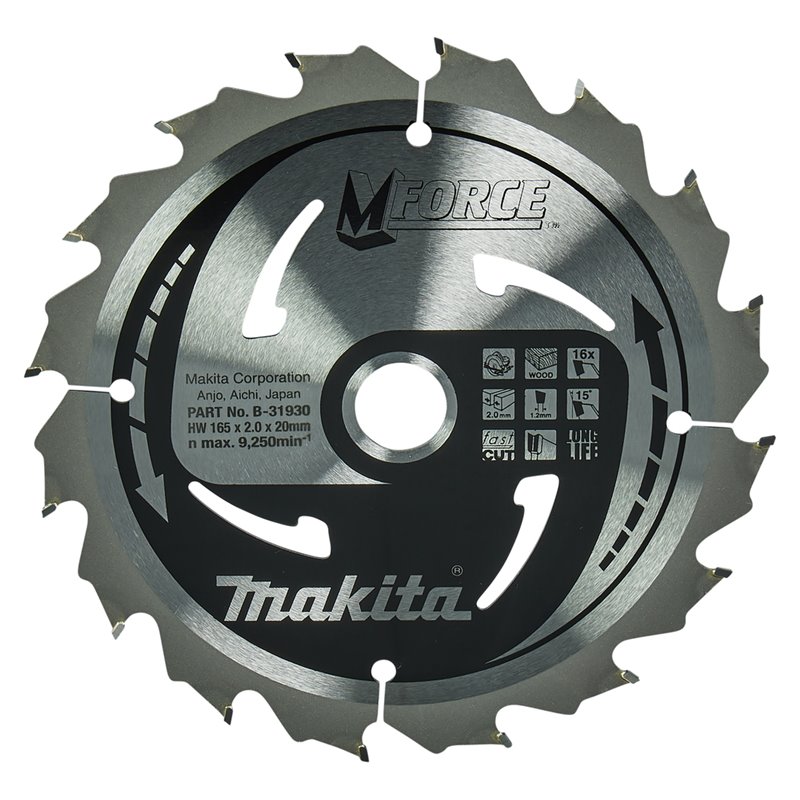 Disco sierra circular , M-parace T.C.T, 165 x 20 mm, 16 D Makita B-31930