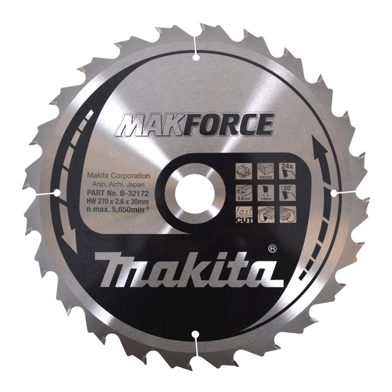 Disco sierra circular , Makparace T.C.T, 270 x 30 mm, 24 D Makita B-32172