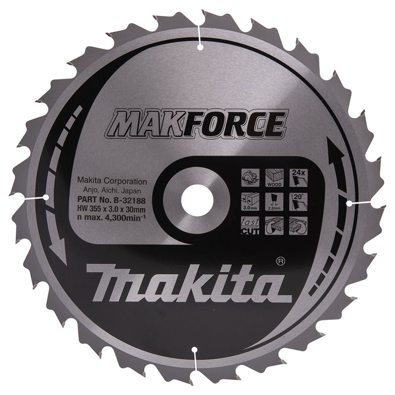 Disco sierra circular , Makparace T.C.T, 355 x 30 mm, 24 D Makita B-32188