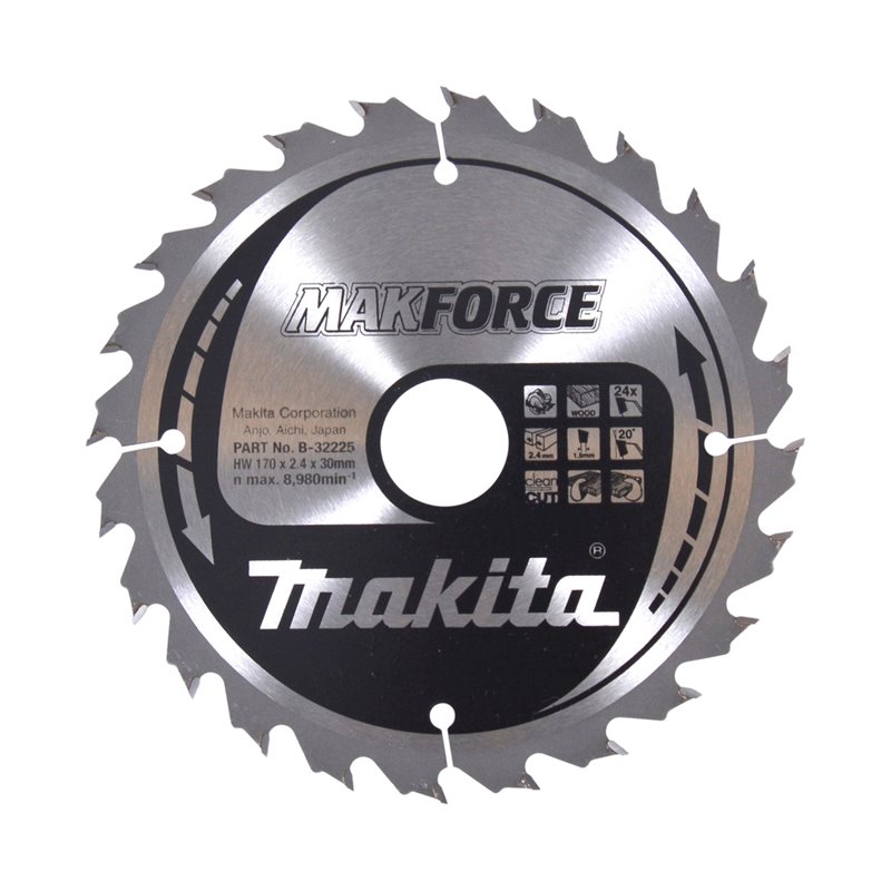 Disco sierra circular , Makparace T.C.T, 170 x 30 mm, 24 D Makita B-32225