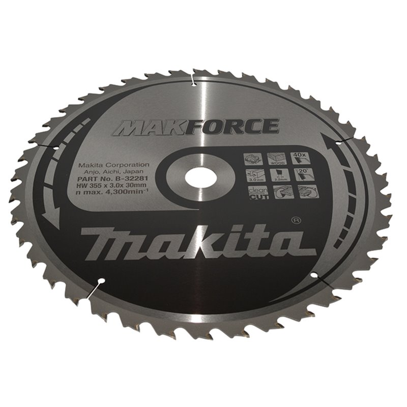 Disco sierra circular , Makparace T.C.T, 355 x 30 mm, 40 D Makita B-32281