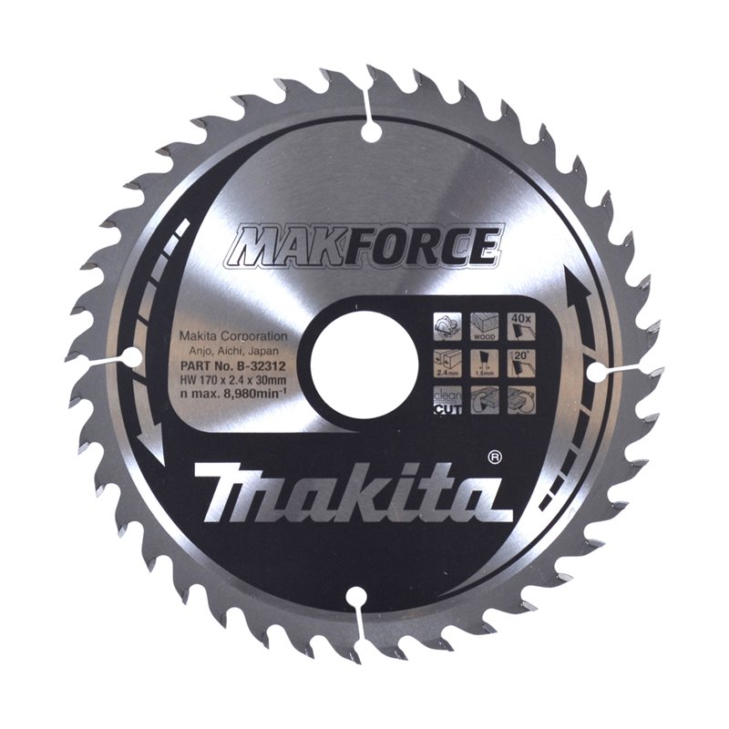 Disco sierra circular , Makparace T.C.T, 170 x 30 mm, 40 D Makita B-32312