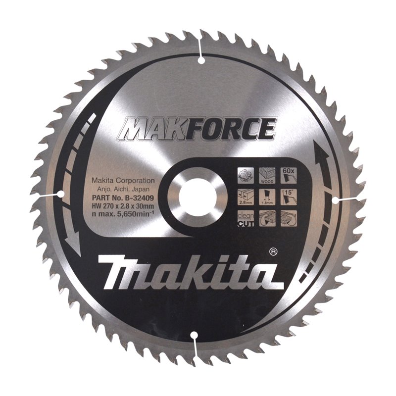 Disco sierra circular , Makparace T.C.T, 270 x 30 mm, 60 D Makita B-32409