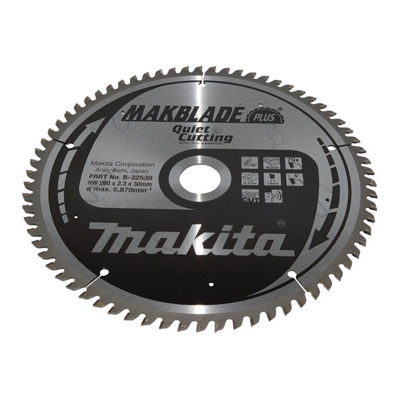 Disco sierra circular , Makblade+ T.C.T, 260 x 30 mm, 70 D Makita B-32530