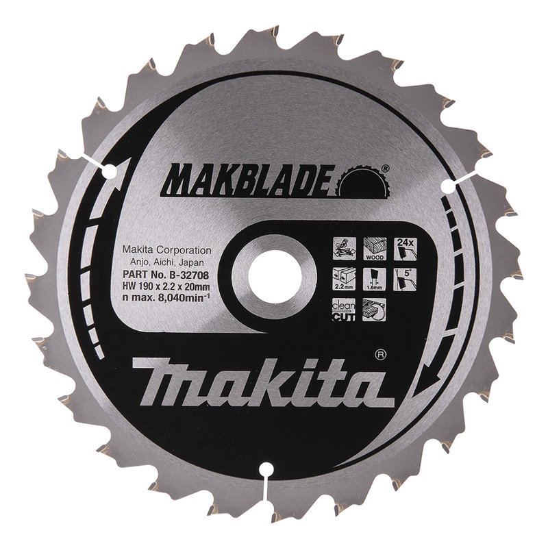 Disco sierra circular , Makblade T.C.T, 190 x 20 mm, 24 D Makita B-32708