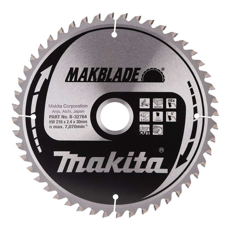 Disco sierra circular , Makblade T.C.T, 216 x 30 mm, 48 D Makita B-32764