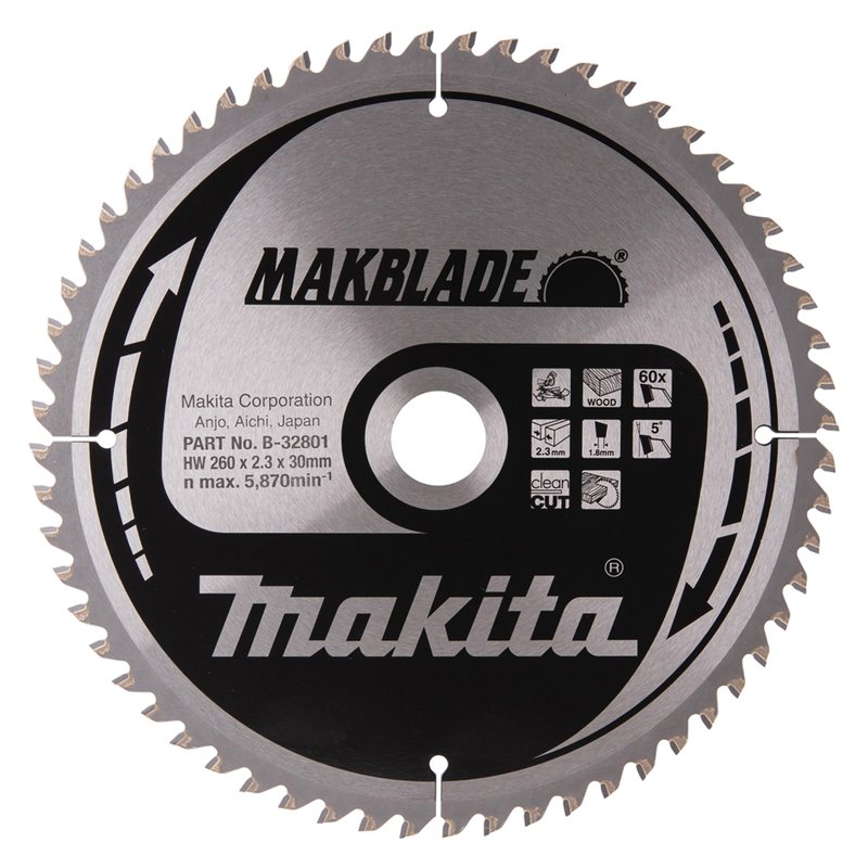 Disco sierra circular , Makblade T.C.T, 260 x 30 mm, 60 D Makita B-32801