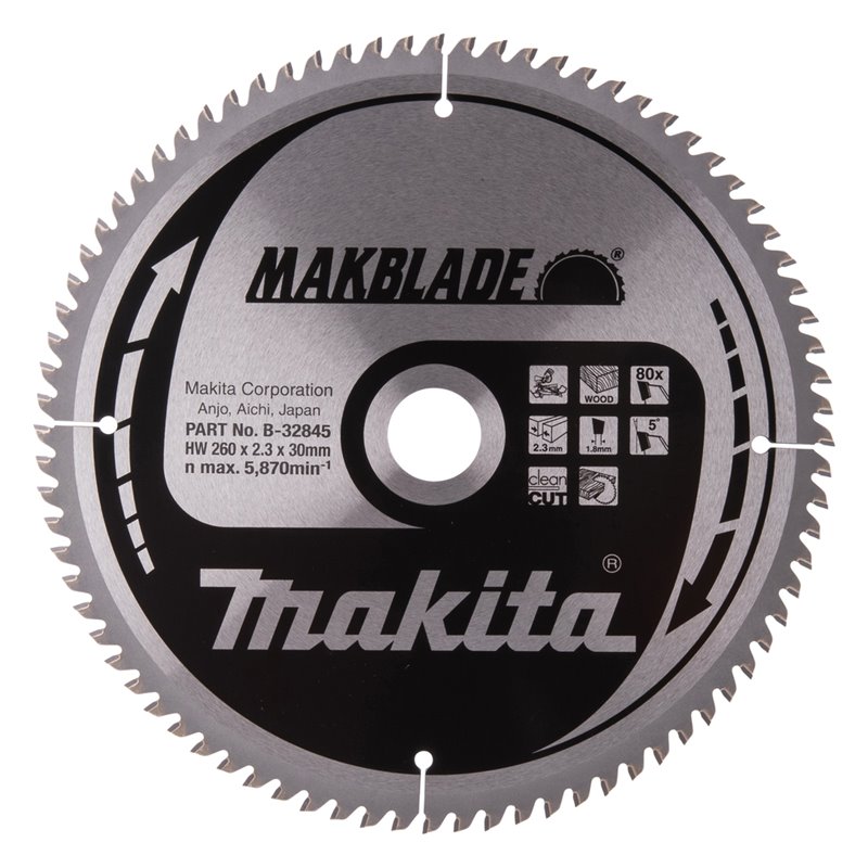 Disco sierra circular , Makblade T.C.T, 260 x 30 mm, 80 D Makita B-32845