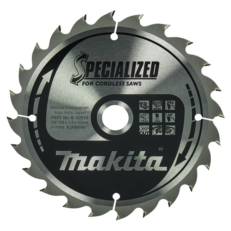 Disco sierra circular  T.C.T, 165 x 20 mm, 24 D Makita B-32910