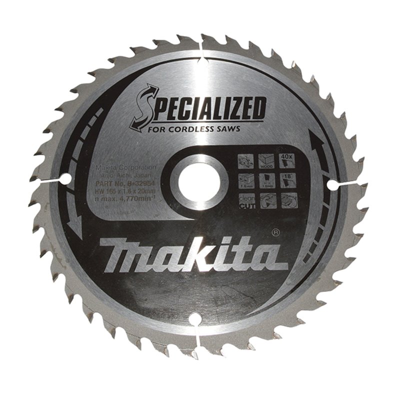 Disco sierra circular , Specialized T.C.T, 165 x 20 mm, 40 D Makita B-32954