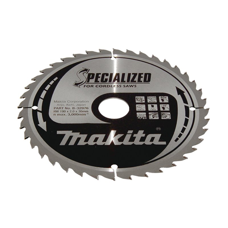 Disco sierra circular , Specialized T.C.T, 190 x 30 mm, 40 D Makita B-32976