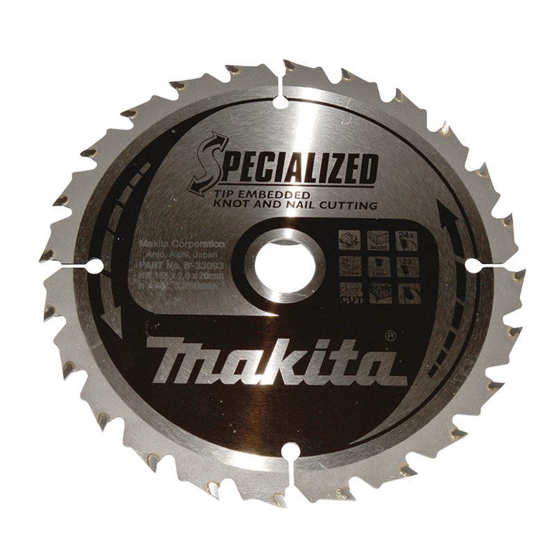 Disco sierra circular , Specialized T.C.T, 165 x 20 mm, 24 D Makita B-33093