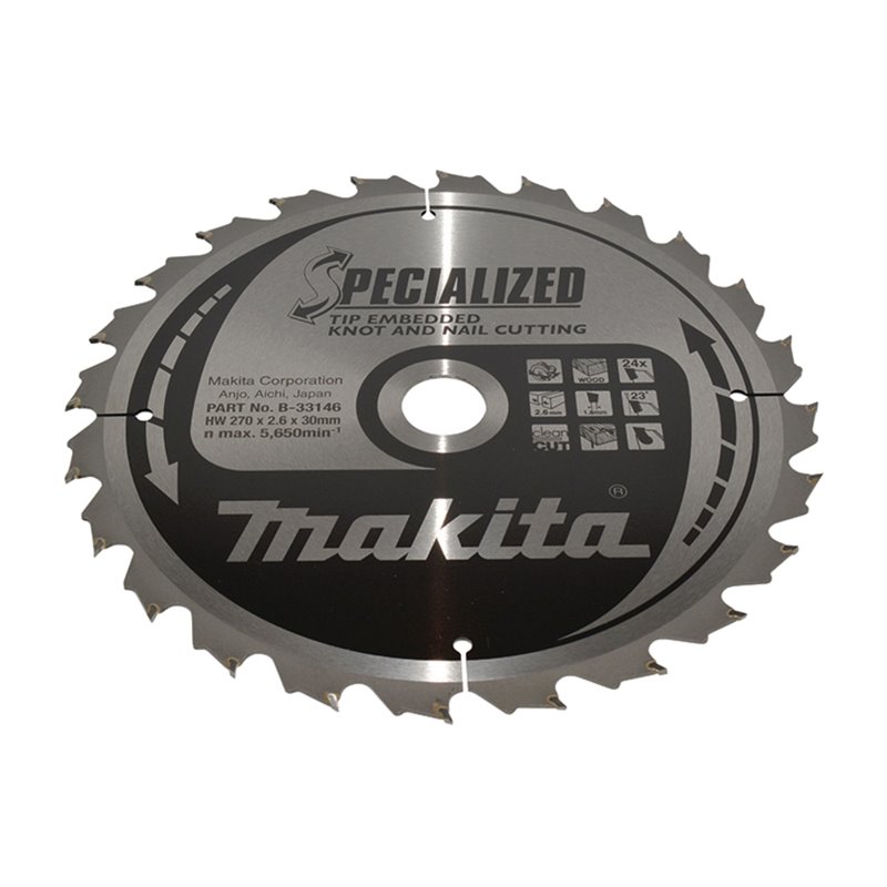 Disco sierra circular , Specialized T.C.T, 270 x 30 mm, 24 D Makita B-33146