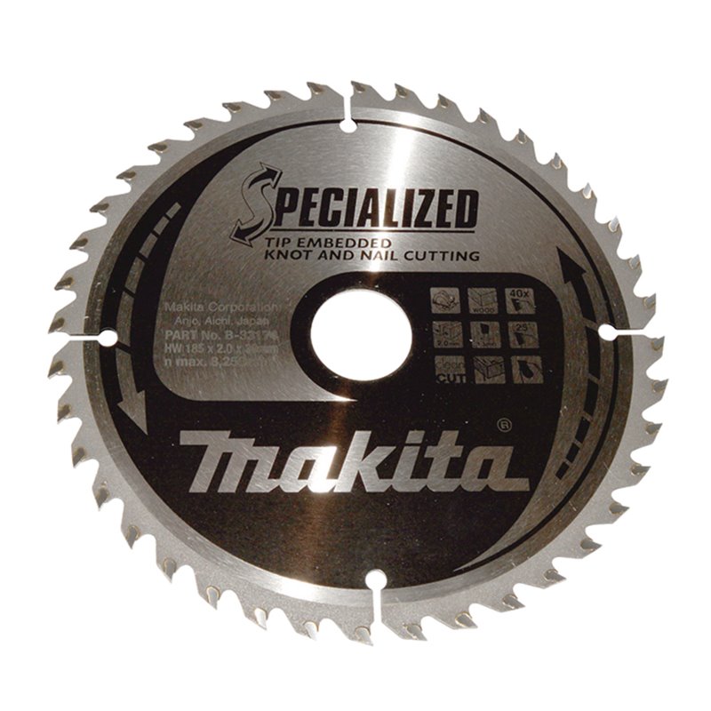 Disco sierra circular , Specialized T.C.T, 185 x 30 mm, 40 D Makita B-33174