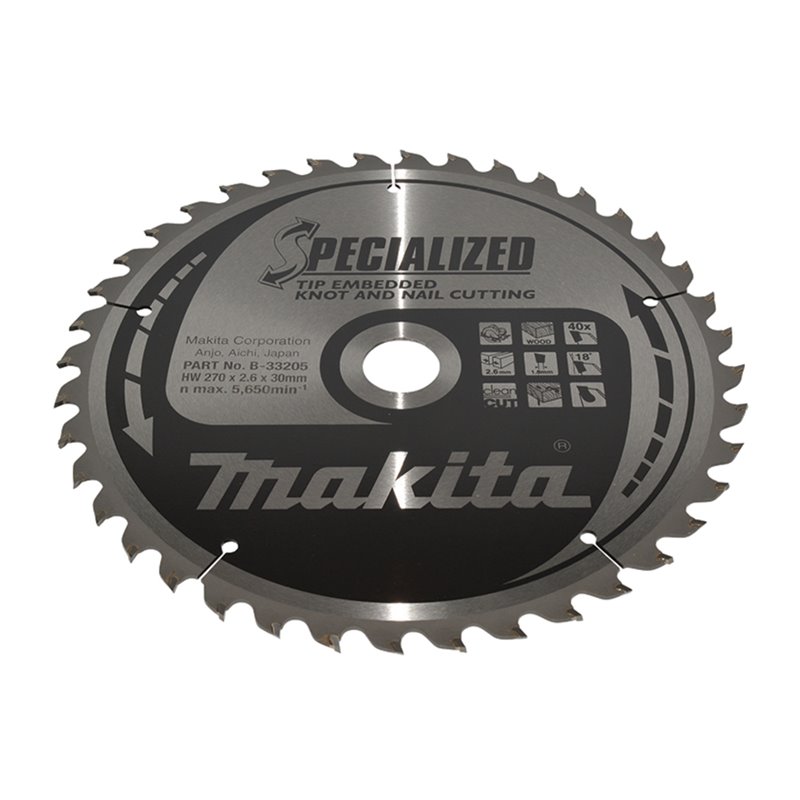 Disco sierra circular , Specialized T.C.T, 270 x 30 mm, 40 D Makita B-33205