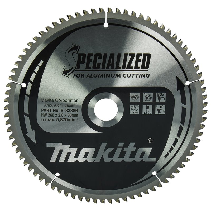 Disco sierra circular , Specialized T.C.T, 260 x 30 mm, 80 D Makita B-33386