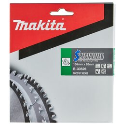 Disco sierra circular , Specialized T.C.T, 136 x 20 mm, 30 D Makita B-33526