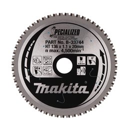 Disco sierra circular , Specialized T.C.T, 136 x 20 mm, 56 D Makita B-33744