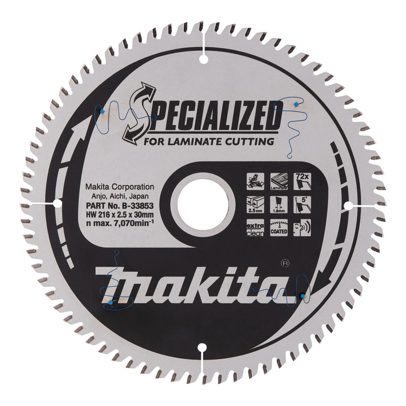 Disco sierra circular , Specialized T.C.T, 216 x 30 mm, 72 D Makita B-33853