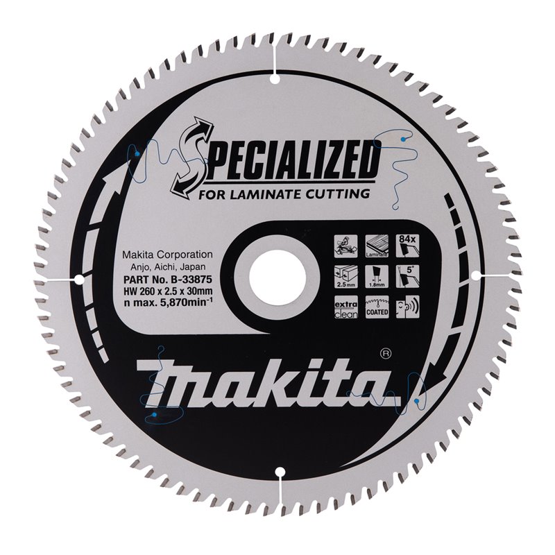 Disco sierra circular, Specialized T.C.T, 260 x 30 mm, 84 D Makita B-33875