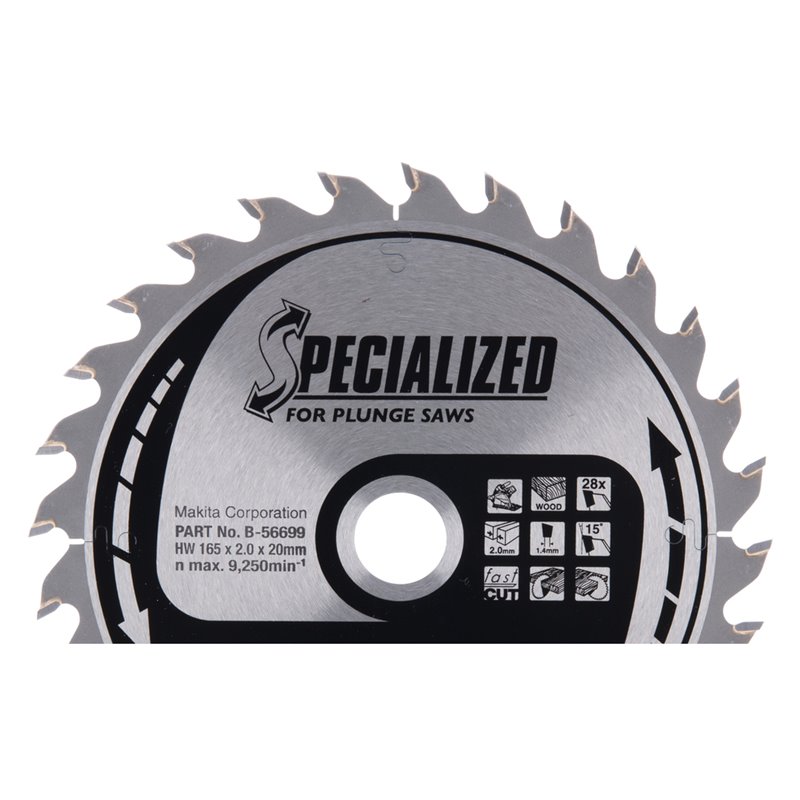 Disco sierra circular , Specialized T.C.T, 165 x 20 mm, 28 D Makita B-56699