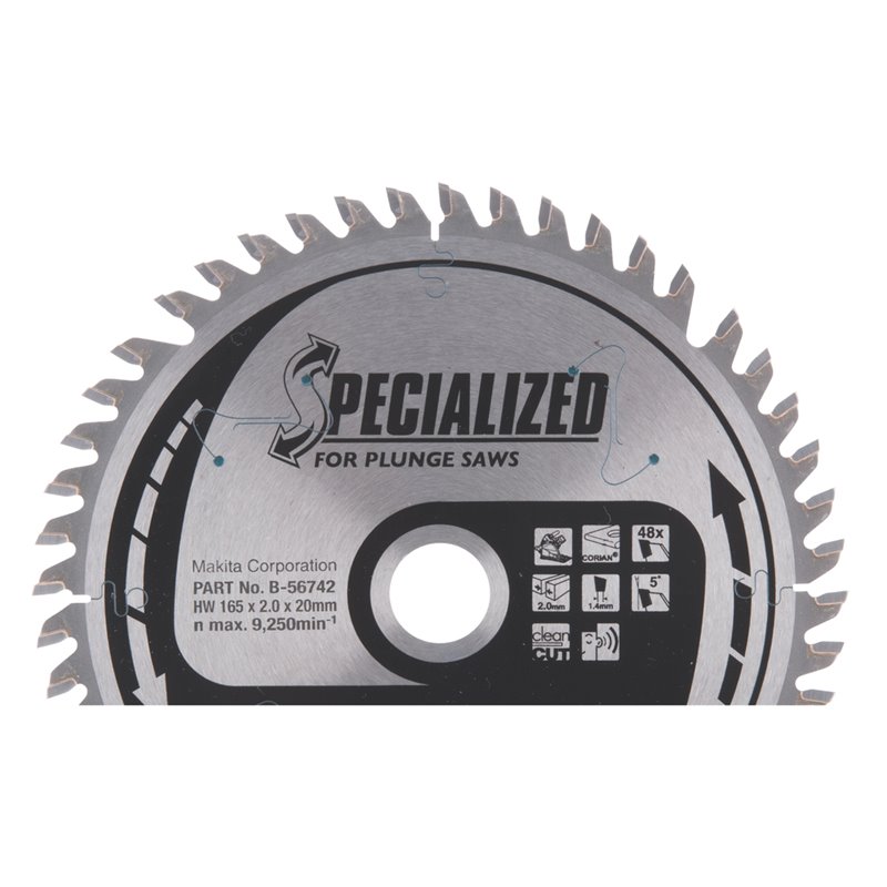 Disco sierra circular , Specialized T.C.T, 165 x 20 mm, 48 D Makita B-56742