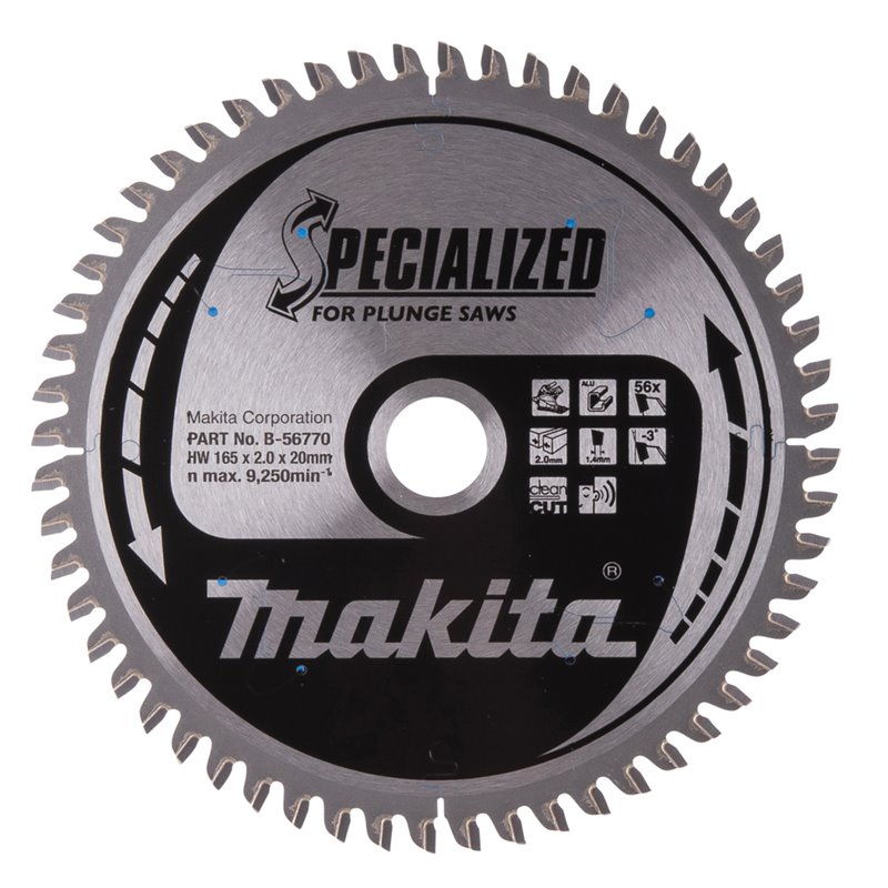 Disco sierra circular, Specialized T.C.T, 165 x 20 mm, 56 D Makita B-56770