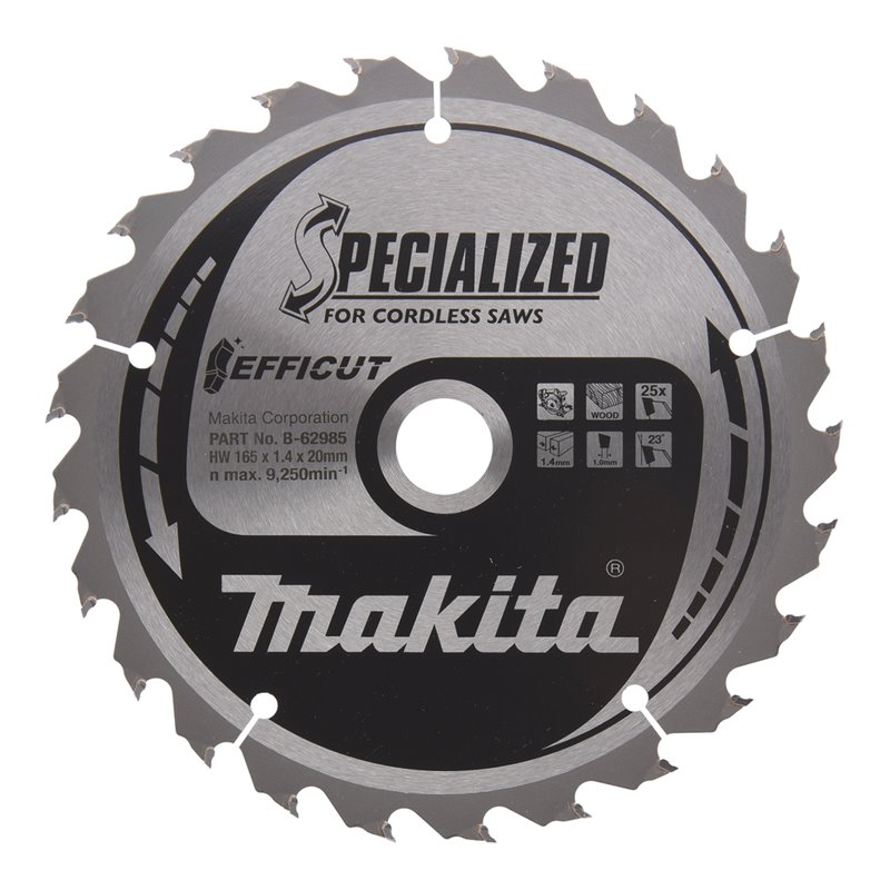 Disco sierra circular , Efficut T.C.T, 165 x 20 mm, 25 D Makita B-62985