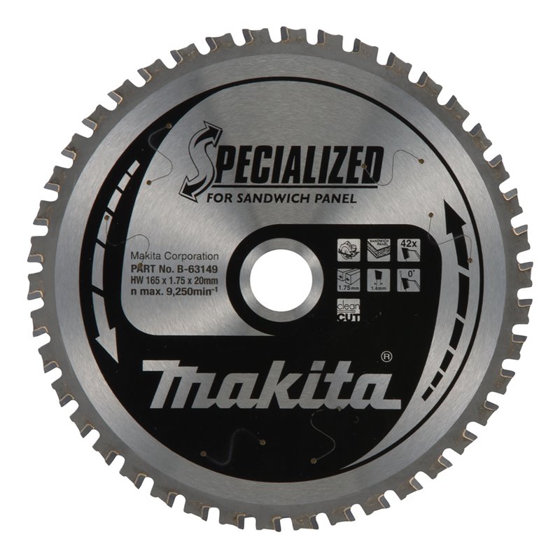 Disco sierra circular , Specialized T.C.T, 165 x 20 mm, 42 D Makita B-63149