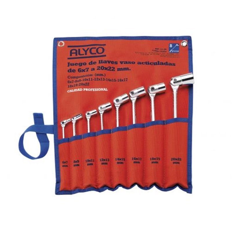 Juego 8 Llaves Vaso Articulada B/Nylon Alyco