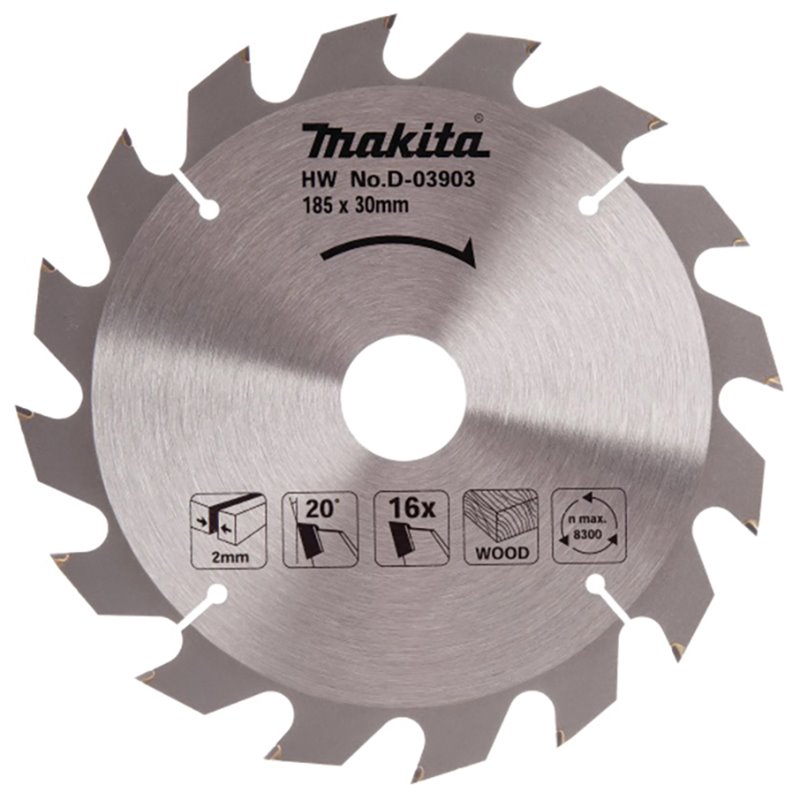 Disco sierra circular , Standard T.C.T, 185 x 30 mm, 16 D Makita D-03903