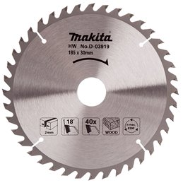 Disco sierra circular , Standard T.C.T, 185 x 30 mm, 40 D Makita D-03919