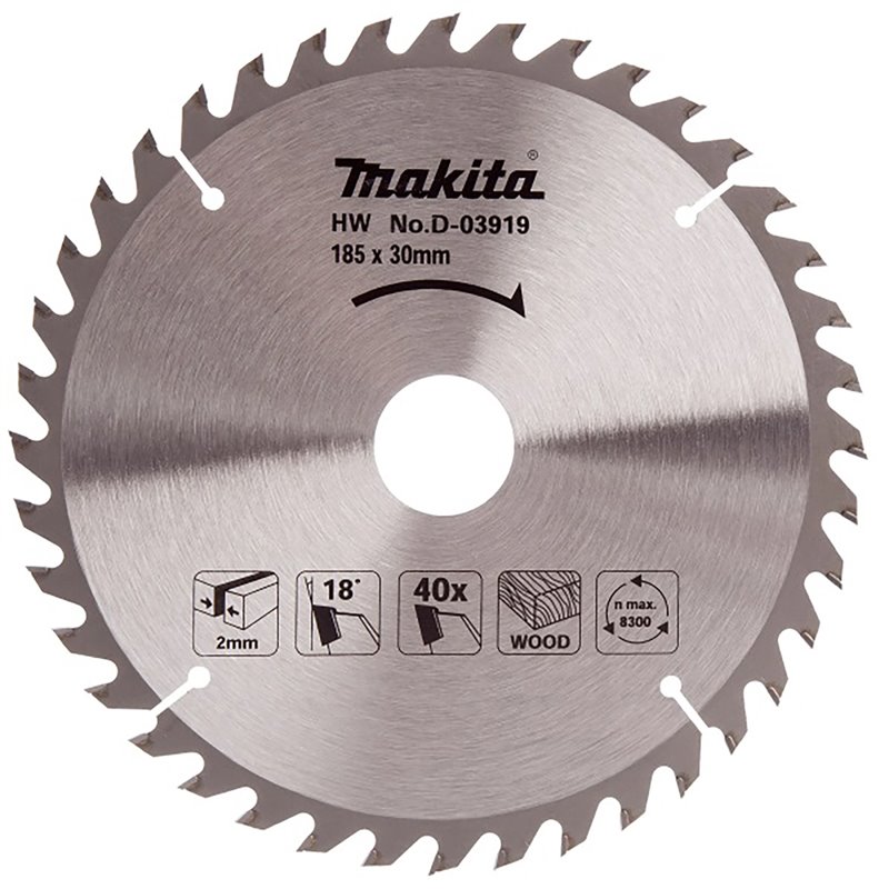 Disco sierra circular , Standard T.C.T, 185 x 30 mm, 40 D Makita D-03919