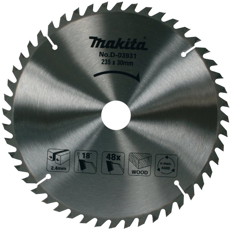 Disco sierra circular , Standard T.C.T, 235 x 30 mm, 48 D Makita D-03931