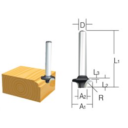 Fresa redondeadora, 16 x 9 x 6 mm Makita D-09357