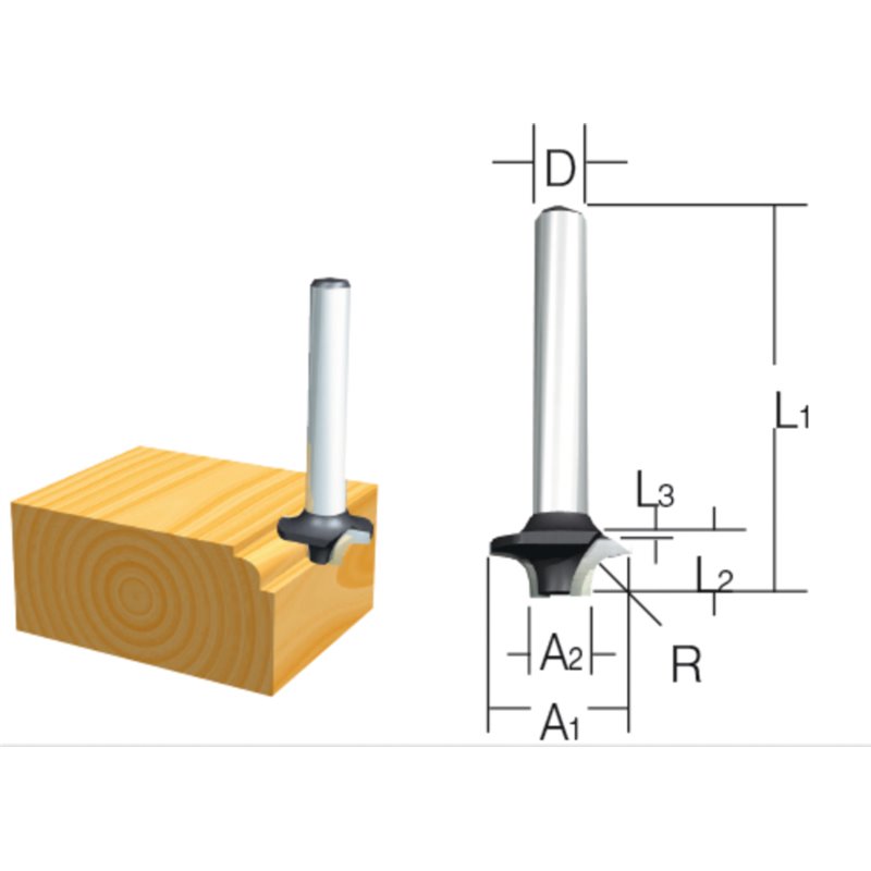 Fresa redondeadora, 16 x 9 x 6 mm Makita D-09357