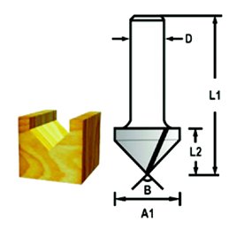 Broca de ranura en V, 20 x 15 mm, 30° Makita D-09379