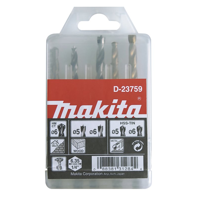 Set de brocas , 5 pcs, 1/4'' Makita D-23759