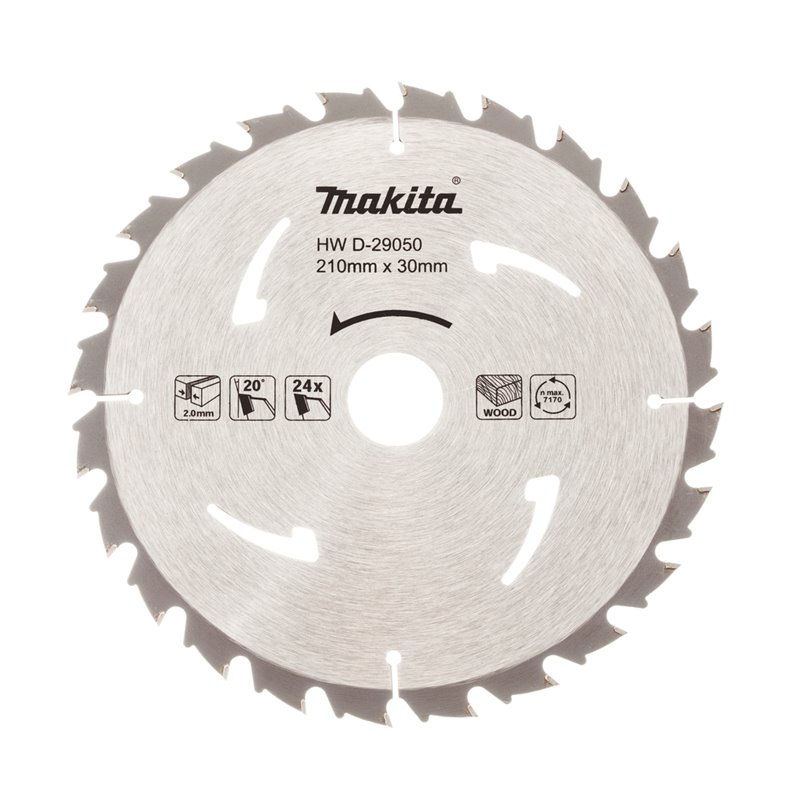 Disco sierra circular , Standard T.C.T, 210 x 30 mm, 24 D Makita D-29050