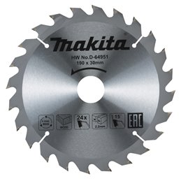 Disco sierra circular , Standard T.C.T. 190 x 30 mm, 24 D Makita D-64951