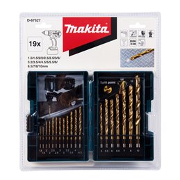 Set de brocas de metal , HSS-TiN, 19 pcs Makita D-67527