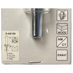 Fresa de ranura en V 2 filos, 90º 15.9mm Makita D-68199