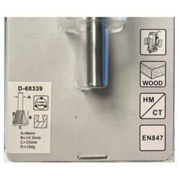 Broca de cola de milano, T.C.T., 15 x 52 mm Makita D-68339