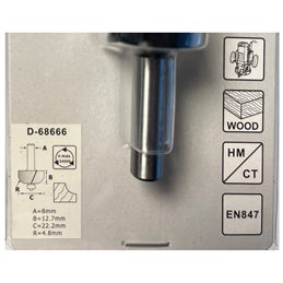 Fresa molduradora con rodamiento, 8 x 12,7 x 22,2 mm Makita D-68666