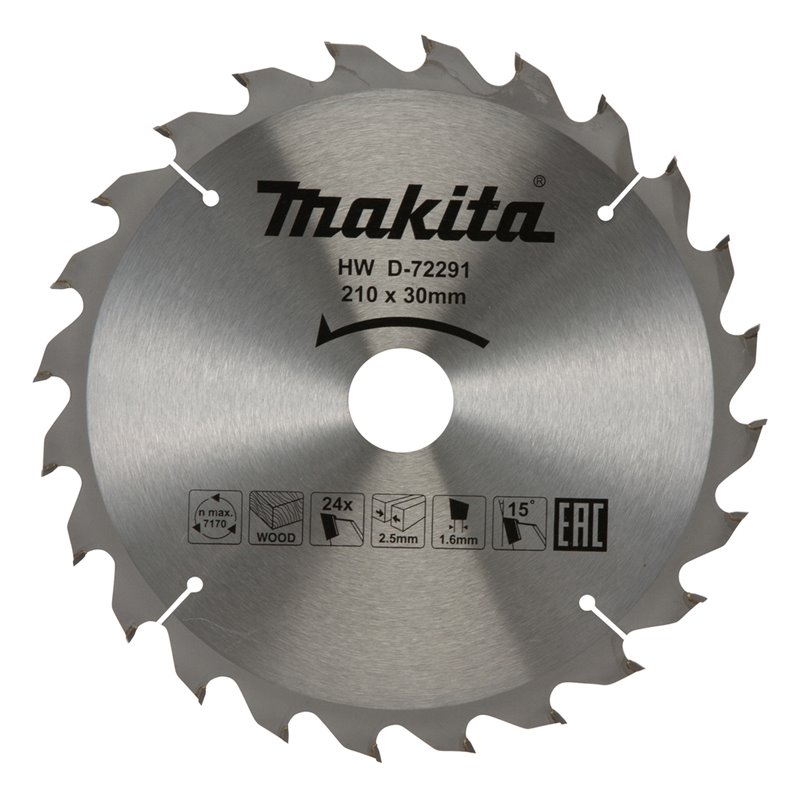 Disco sierra circular , Standard  T.C.T. 210 x 30 mm, 24 D Makita D-72291